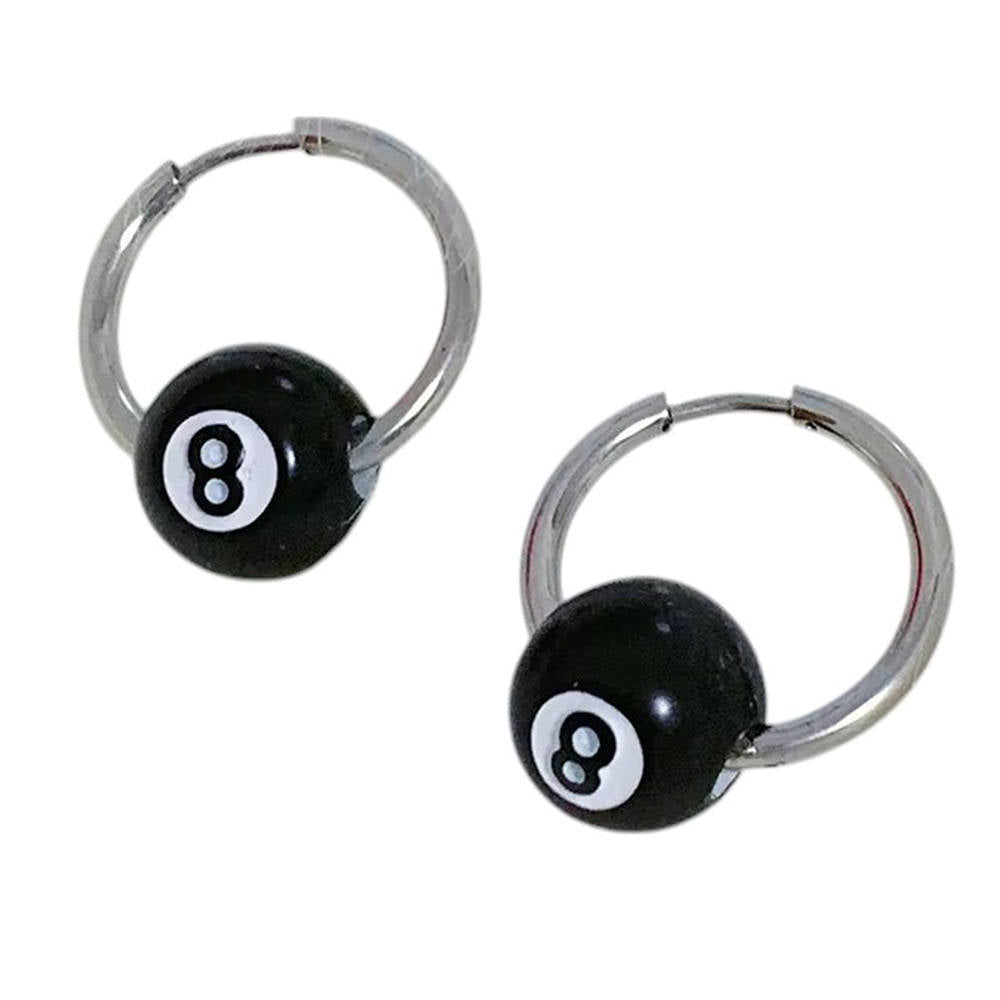VILZSTUDIOS Stylish hoop earrings with 8 ball design