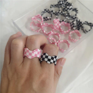 VILZSTUDIOS Indie aesthetic checker band ring