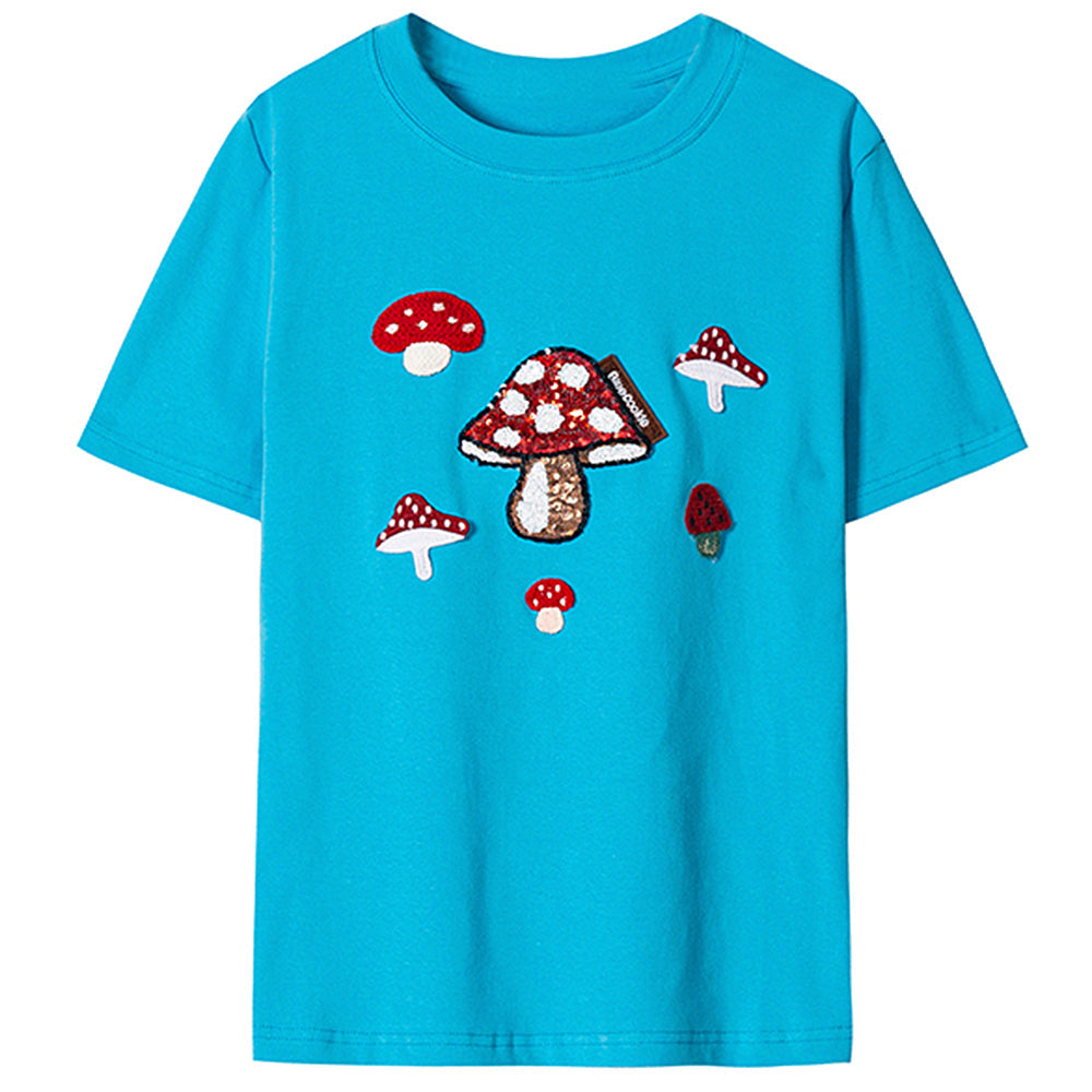 VILZSTUDIOS Indie style sequin mushroom T-shirt from VILZSTUDIOS