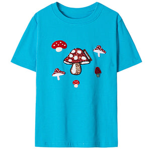 VILZSTUDIOS Indie style sequin mushroom T-shirt from VILZSTUDIOS