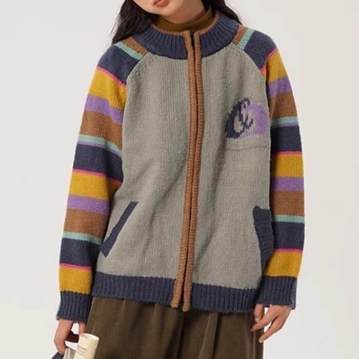VILZSTUDIOS Colorful striped zip sweater for casual wear
