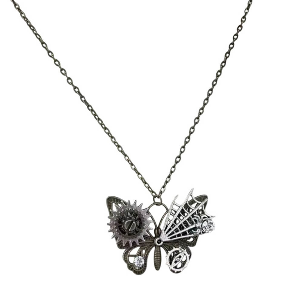 VILZSTUDIOS Grunge butterfly necklace with mechanical details