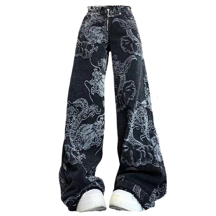VILZSTUDIOS Japanese dragon inspired denim jeans