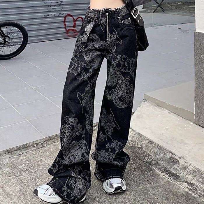 VILZSTUDIOS Japanese dragon inspired denim jeans