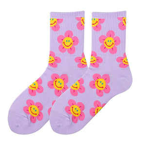 VILZSTUDIOS Stylish floral socks with a smiley design