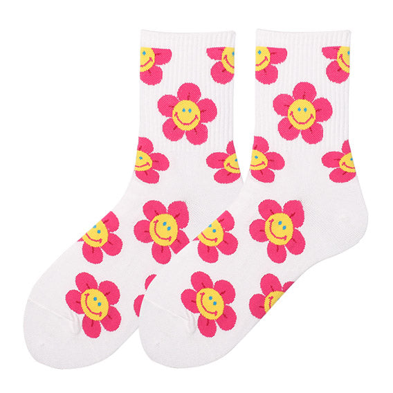 VILZSTUDIOS Stylish floral socks with a smiley design