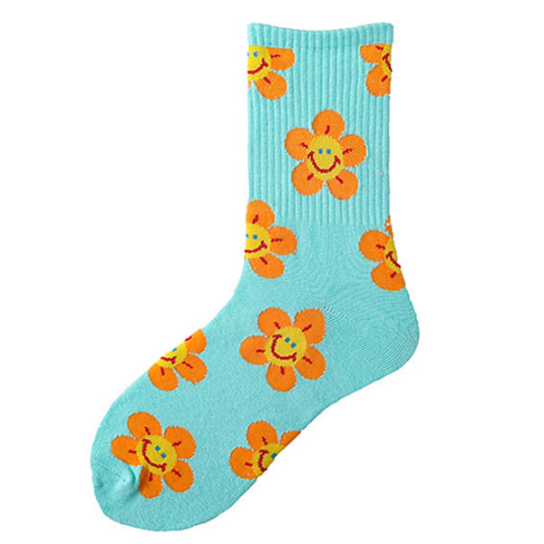 VILZSTUDIOS Stylish floral socks with a smiley design