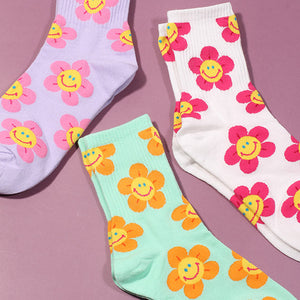 VILZSTUDIOS Stylish floral socks with a smiley design