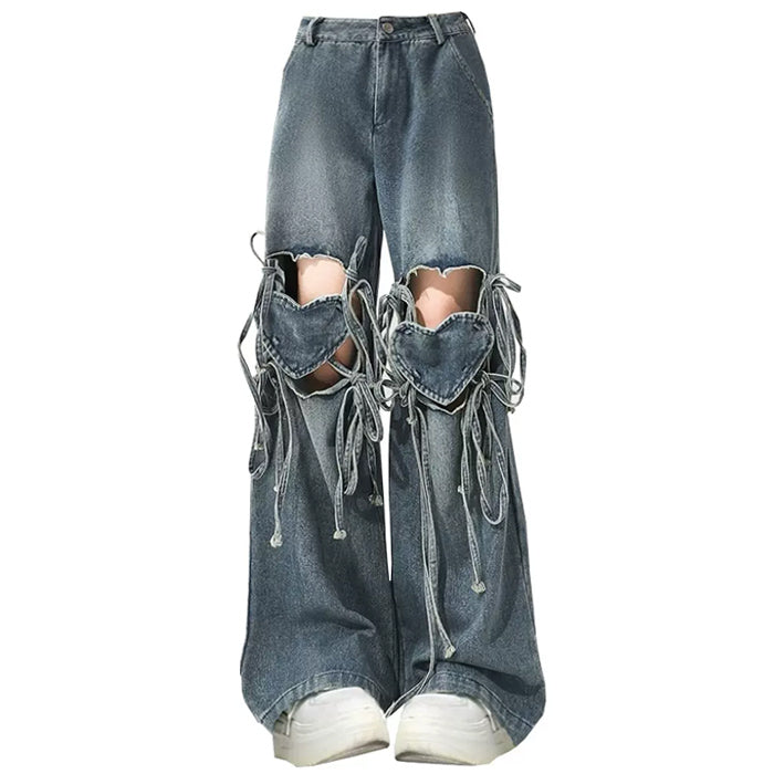 VILZSTUDIOS Stylish denim pants with unique heart design