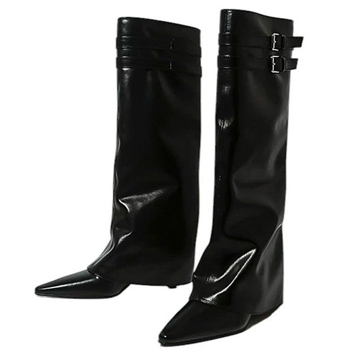 VILZSTUDIOS Stylish knee-high double buckle boots for fashion-forward looks