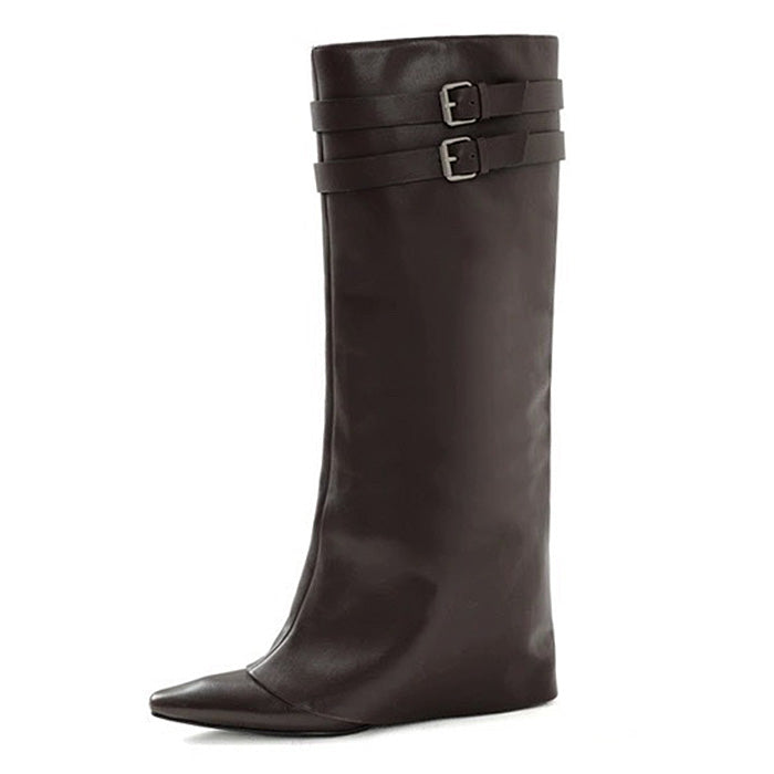 VILZSTUDIOS Stylish knee-high double buckle boots for fashion-forward looks