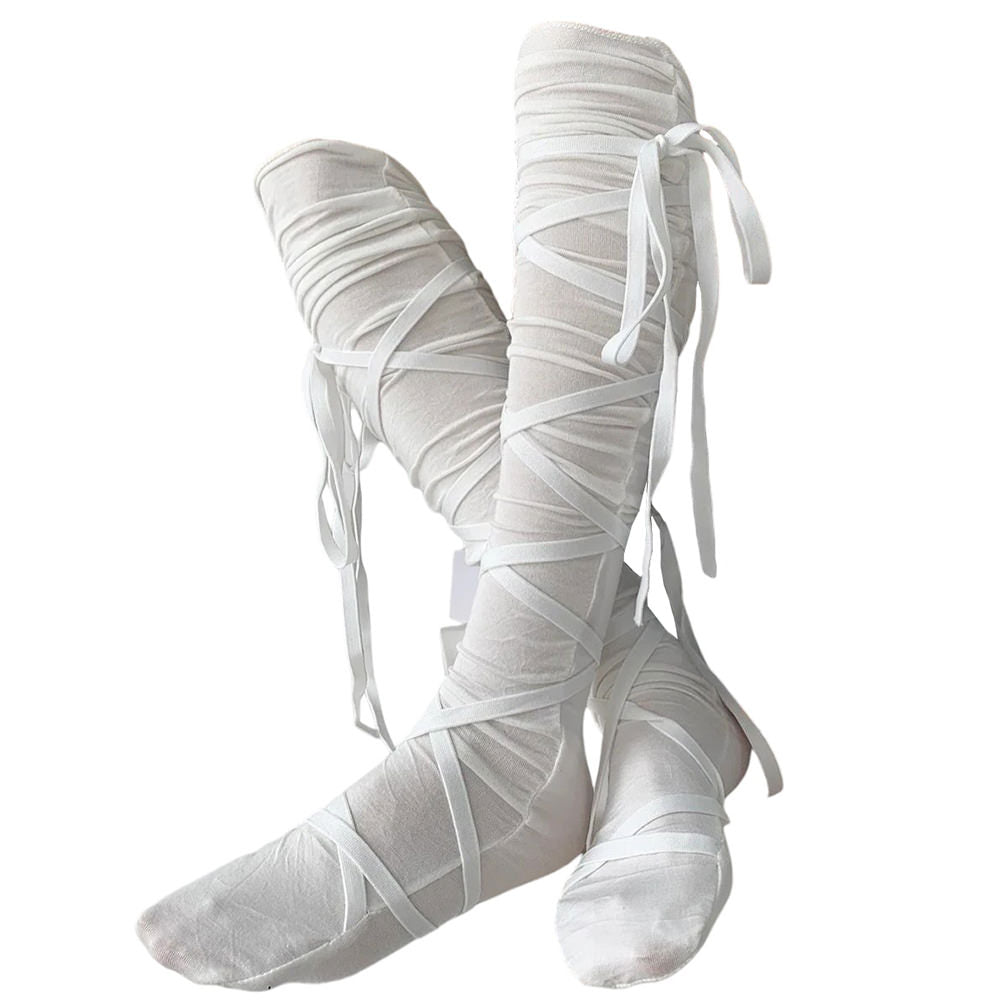 VILZSTUDIOS Knee high balletcore tie up socks from VILZSTUDIOS