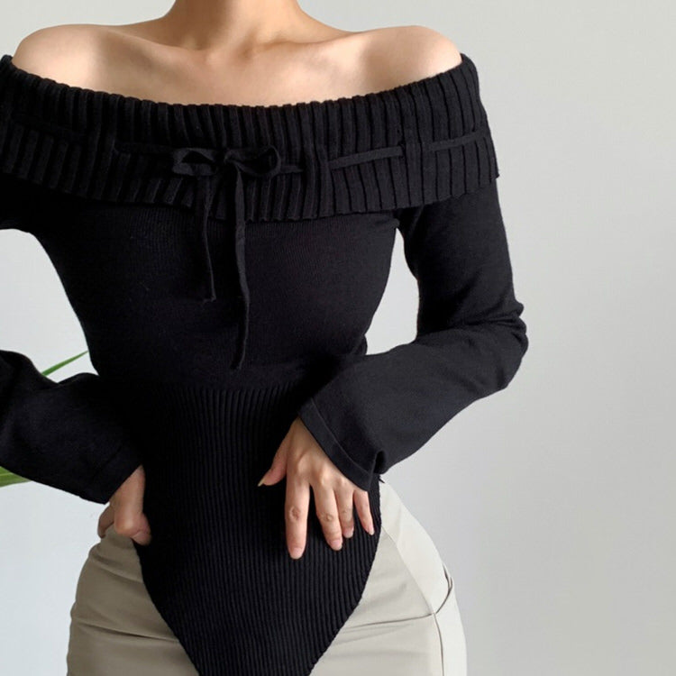 VILZSTUDIOS Y2K off-shoulder knit top for streetwear fashion