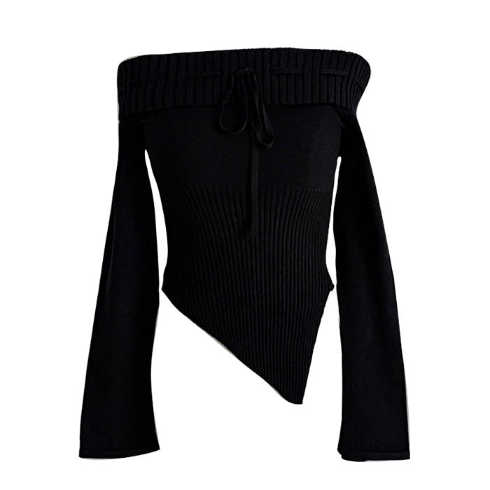 VILZSTUDIOS Y2K off-shoulder knit top for streetwear fashion