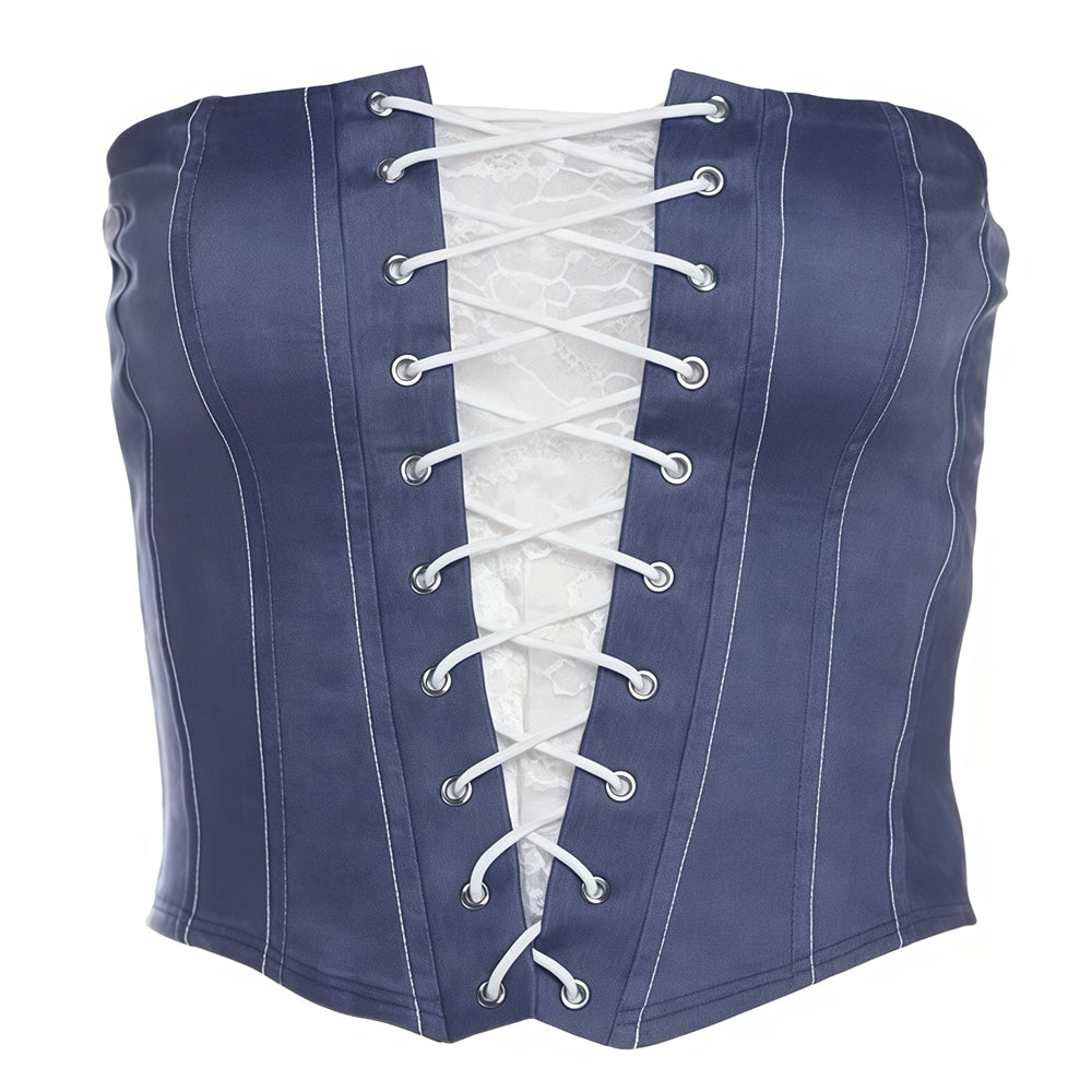 VILZSTUDIOS Denim lace-up corset tube top for stylish looks