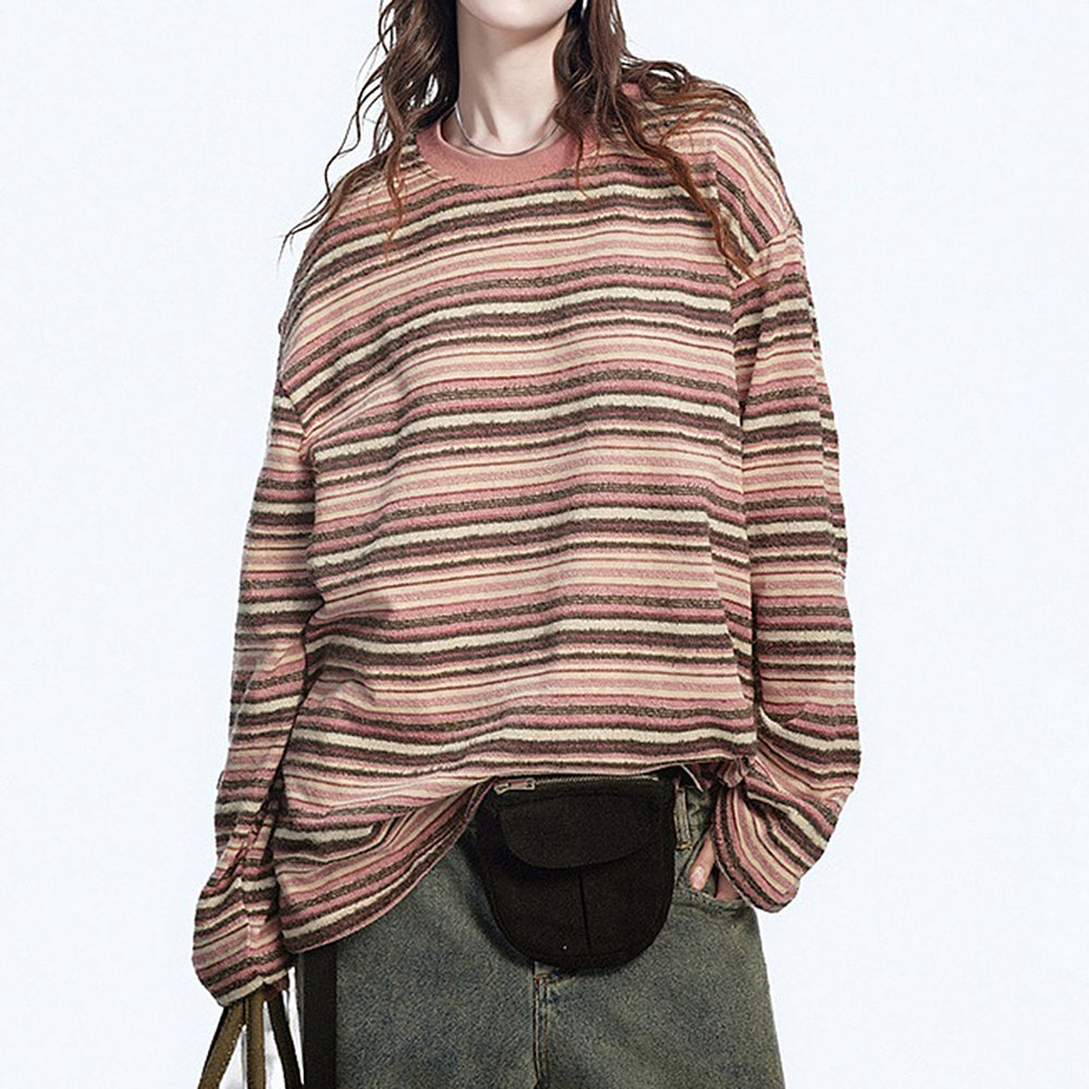 VILZSTUDIOS Striped long sleeve tee with relaxed fit
