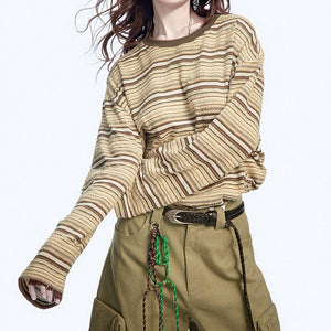 VILZSTUDIOS Striped long sleeve tee with relaxed fit