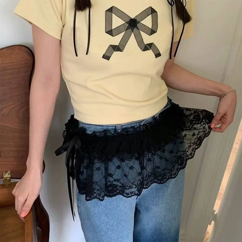 VILZSTUDIOS Layered mini lace skirt belt from VILZSTUDIOS