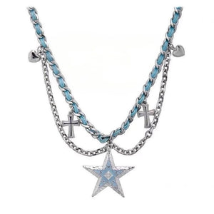 VILZSTUDIOS Layered blue star necklace with multi-design elements