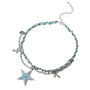 VILZSTUDIOS Layered blue star necklace with multi-design elements