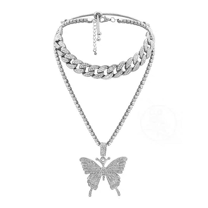 VILZSTUDIOS Rhinestone butterfly layered necklace from VILZSTUDIOS