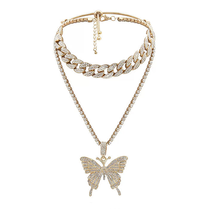 VILZSTUDIOS Rhinestone butterfly layered necklace from VILZSTUDIOS