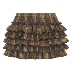 VILZSTUDIOS Layered ruffle plaid mini skirt from VILZSTUDIOS