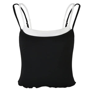 VILZSTUDIOS Two-tone spaghetti strap tank top for casual wear
