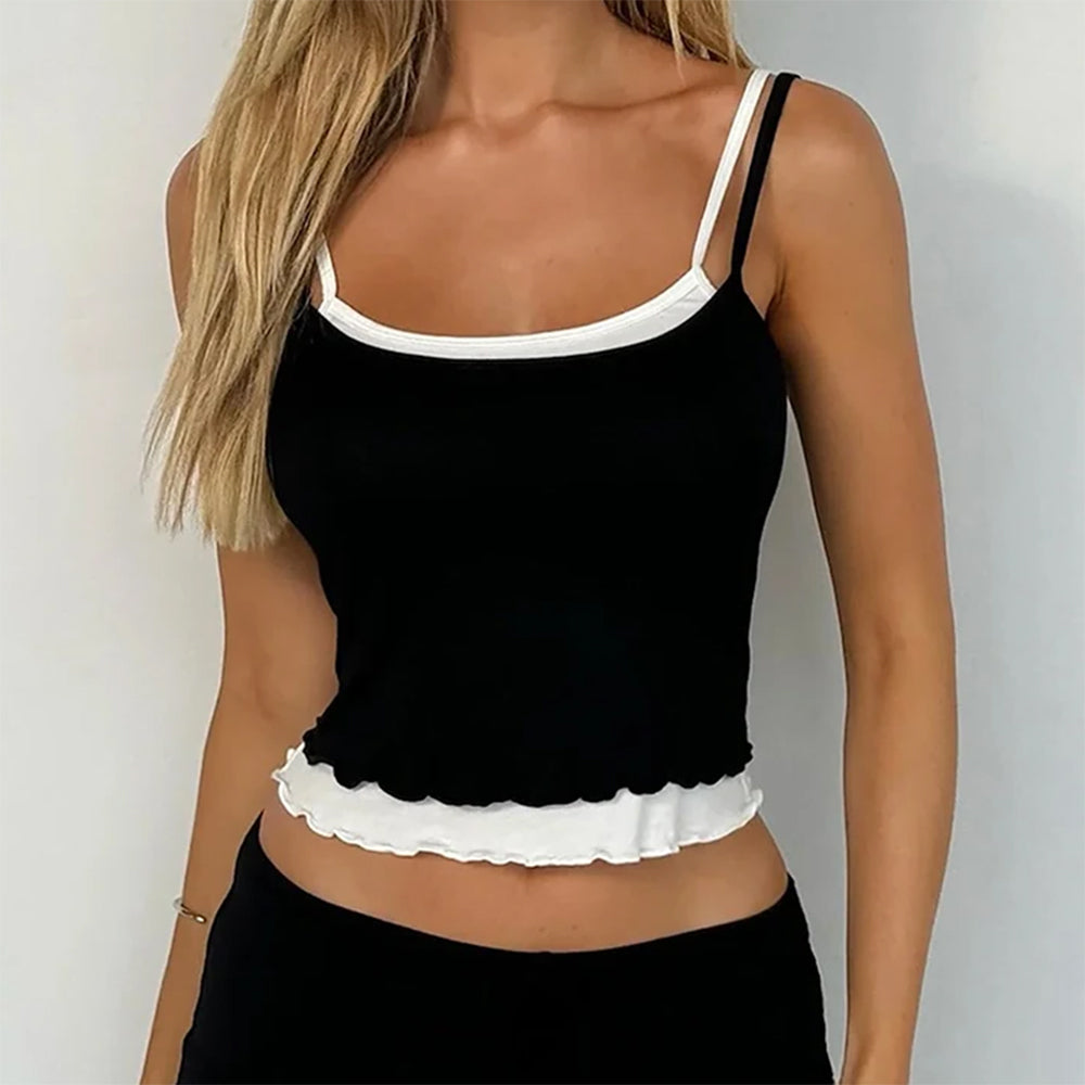 VILZSTUDIOS Two-tone spaghetti strap tank top for casual wear