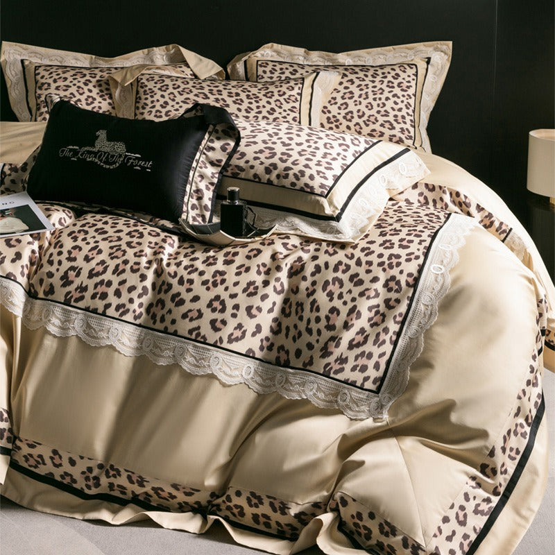 Leopard Lace Satin Bedding Set