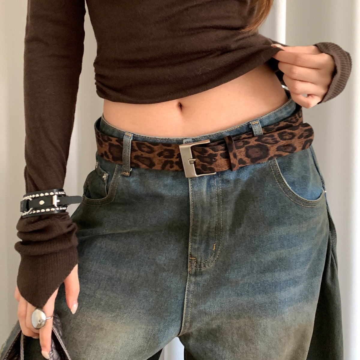 VILZSTUDIOS leopard print buckle belt
