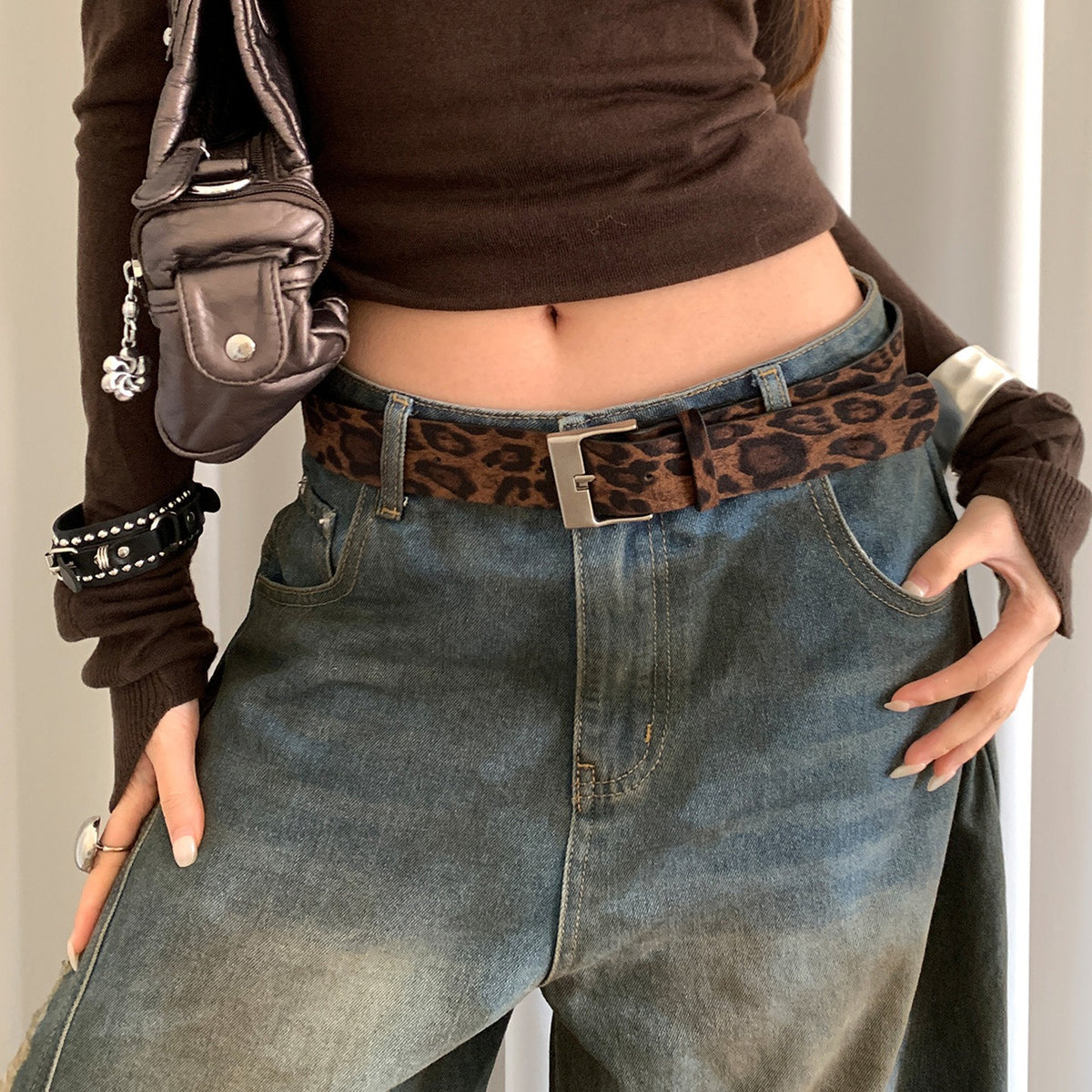 VILZSTUDIOS leopard print buckle belt