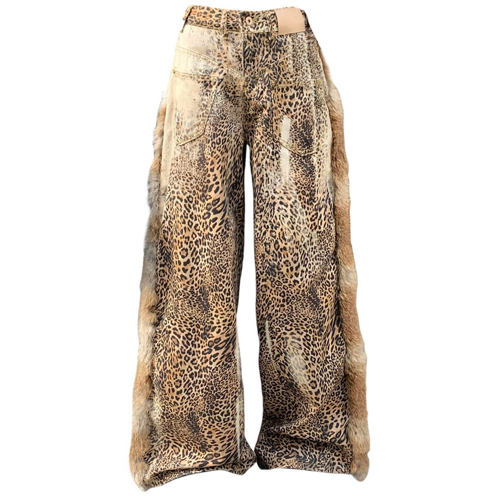 VILZSTUDIOS Wide-leg trousers with leopard print design