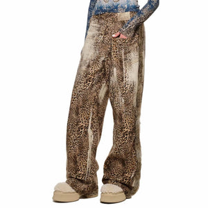 VILZSTUDIOS Wide-leg trousers with leopard print design