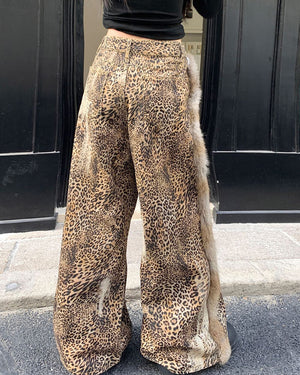 VILZSTUDIOS Wide-leg trousers with leopard print design