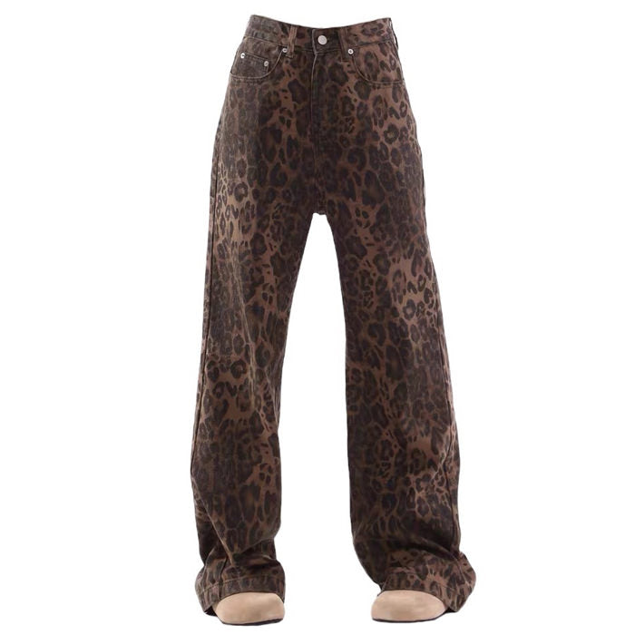 VILZSTUDIOS Leopard print relaxed fit denim jeans