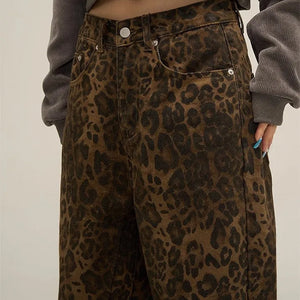 VILZSTUDIOS Leopard print relaxed fit denim jeans