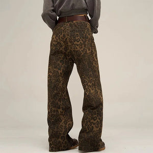 VILZSTUDIOS Leopard print relaxed fit denim jeans