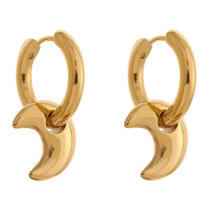 VILZSTUDIOS Stylish drop hoop earrings featuring a crescent moon design