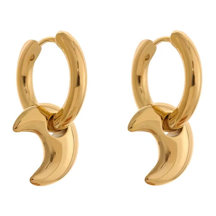 VILZSTUDIOS Stylish drop hoop earrings featuring a crescent moon design