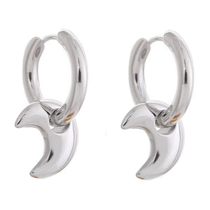 VILZSTUDIOS Stylish drop hoop earrings featuring a crescent moon design