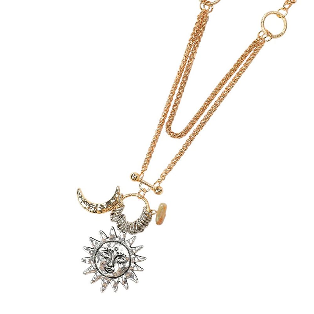 VILZSTUDIOS Layered necklace with celestial charms and mixed chains
