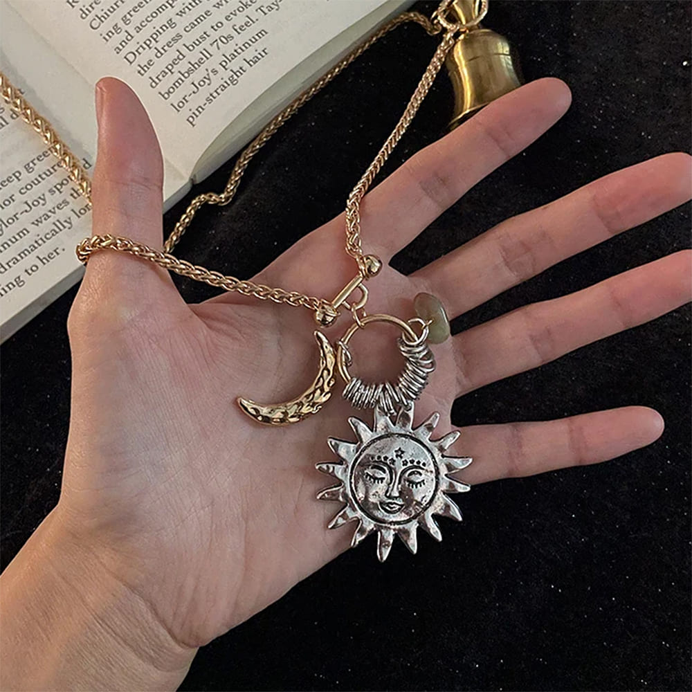 VILZSTUDIOS Layered necklace with celestial charms and mixed chains