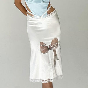 VILZSTUDIOS Luxe Bow Detail Lace Midi Skirt product image