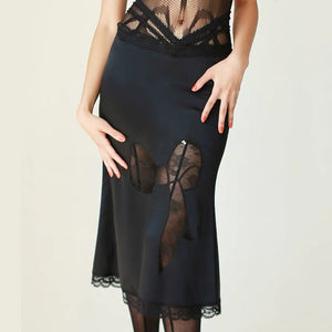 VILZSTUDIOS Luxe Bow Detail Lace Midi Skirt product image