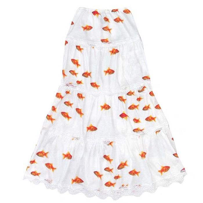 VILZSTUDIOS Koi fish design maxi skirt for stylish streetwear