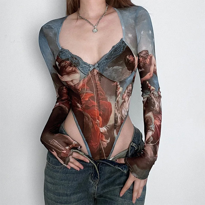 VILZSTUDIOS Renaissance inspired mesh bodysuit for fashion enthusiasts