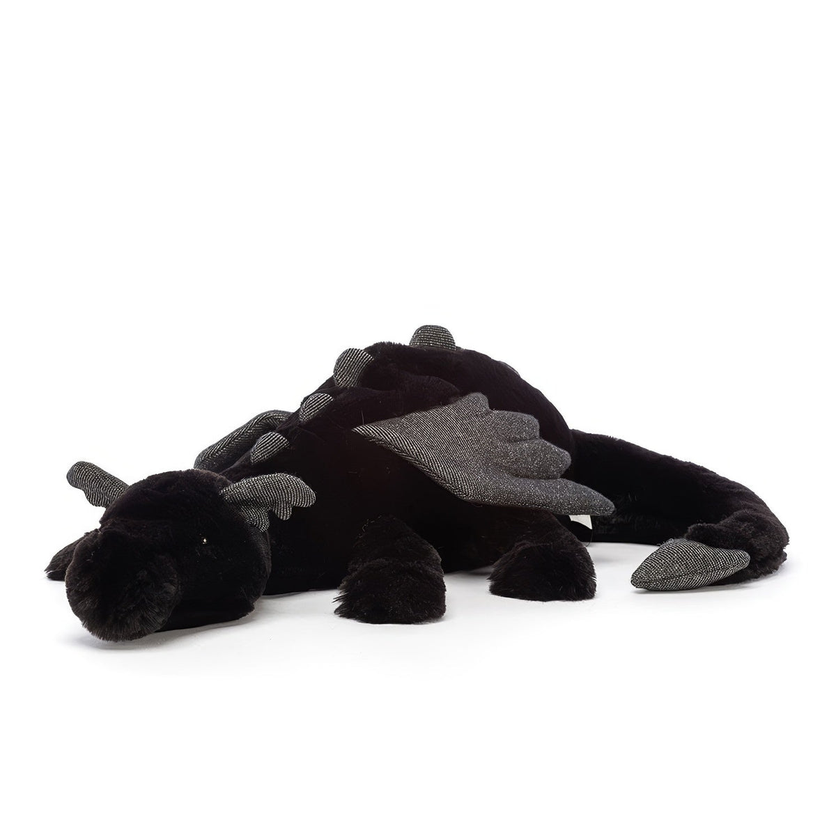 VILZSTUDIOS Plush dragon toy with black fur and metallic wings