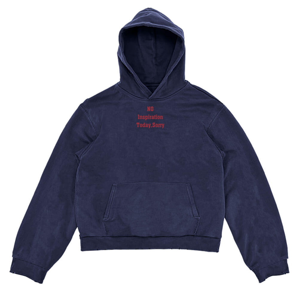 VILZSTUDIOS Minimalist graphic hoodie in navy with red text