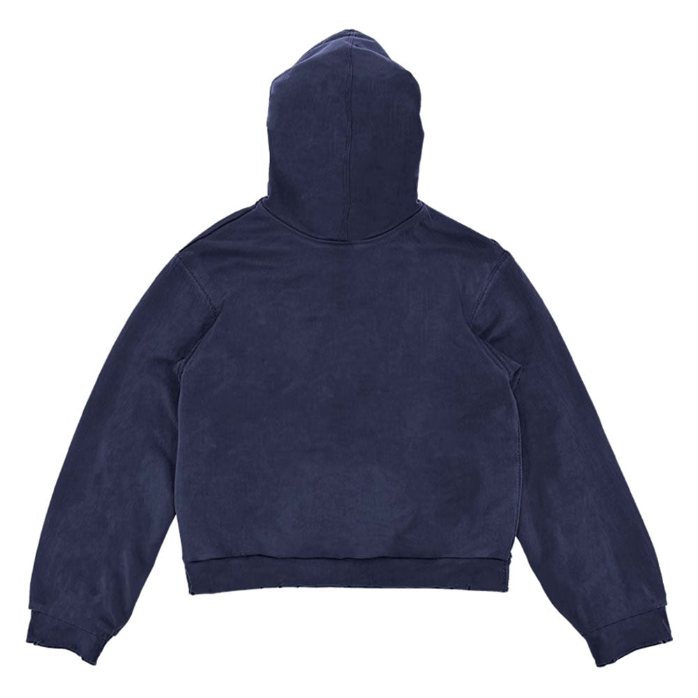 VILZSTUDIOS Minimalist graphic hoodie in navy with red text